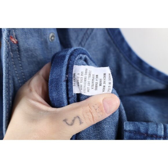 Vtg 70s 80s Big Mac Mens Large Square Bak Workwear Denim Jean Overalls Blue USA - Picture 14 of 16